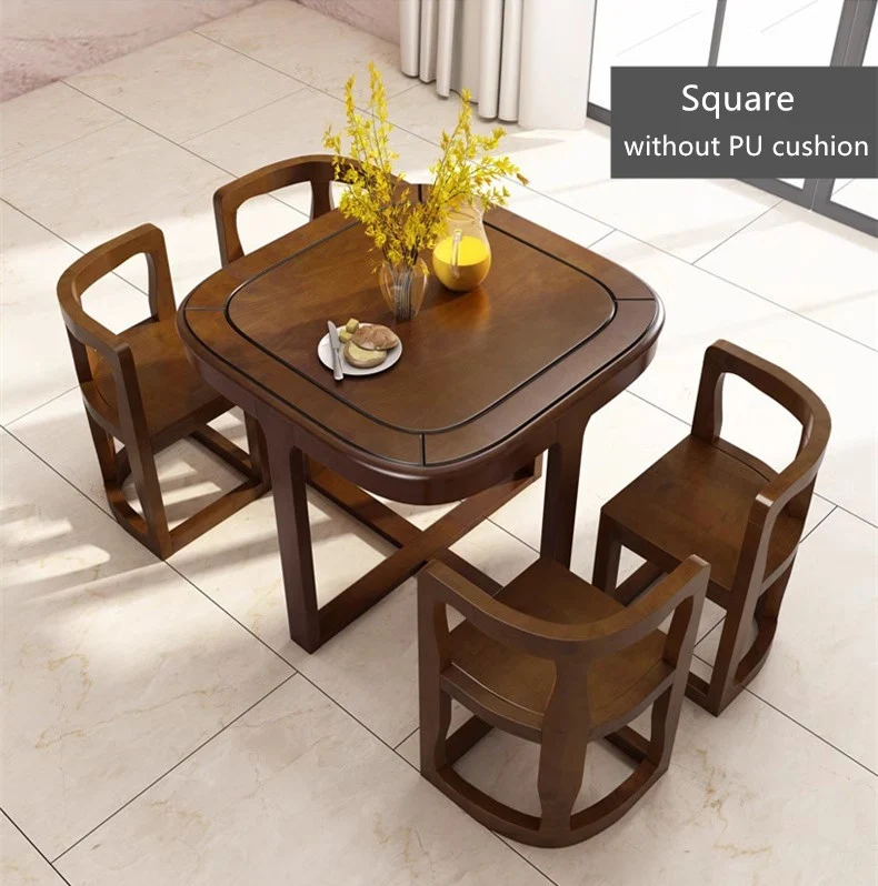 Ensemble table et chaises de salle à manger gigognes en bois massif peu encombrant