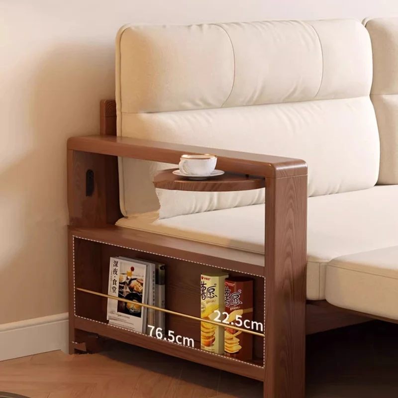 Canapé-lit rétractable multifonctionnel avec accoudoir large et étagère de rangement