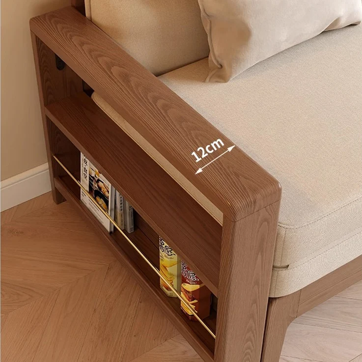 Canapé-lit rétractable multifonctionnel avec accoudoir large et étagère de rangement