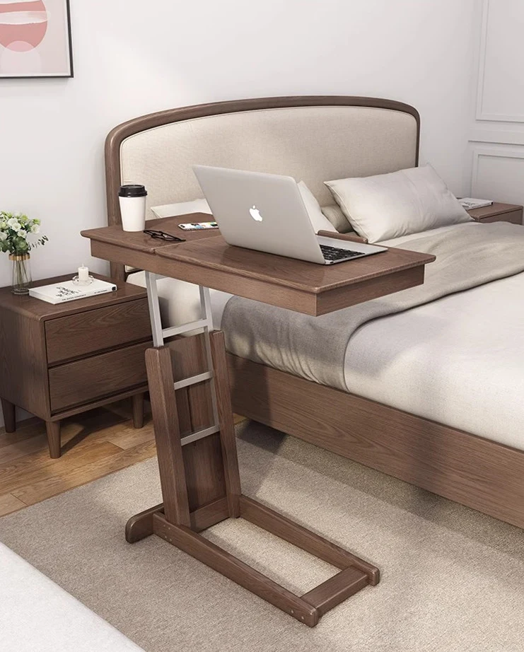 Table de bout en forme de C à hauteur réglable avec plateau inclinable