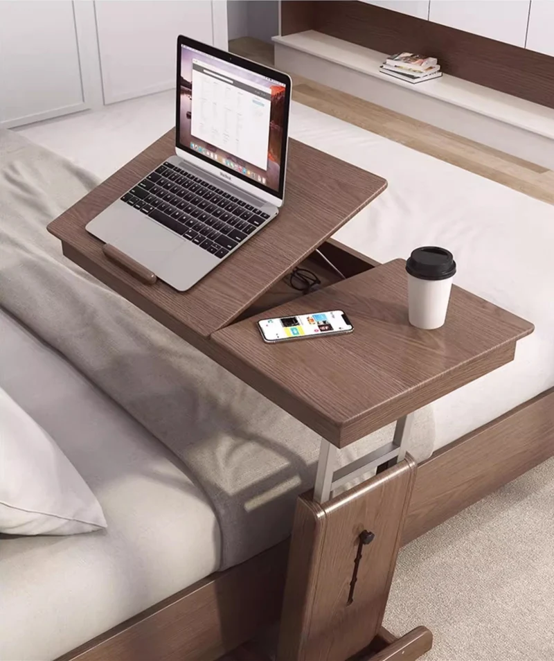 Table de bout en forme de C à hauteur réglable avec plateau inclinable