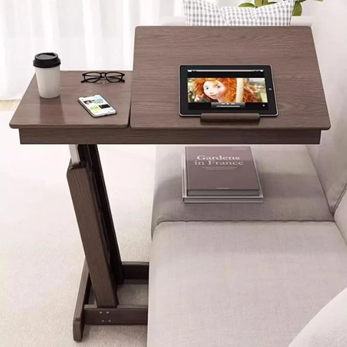 Table de bout en forme de C à hauteur réglable avec plateau inclinable