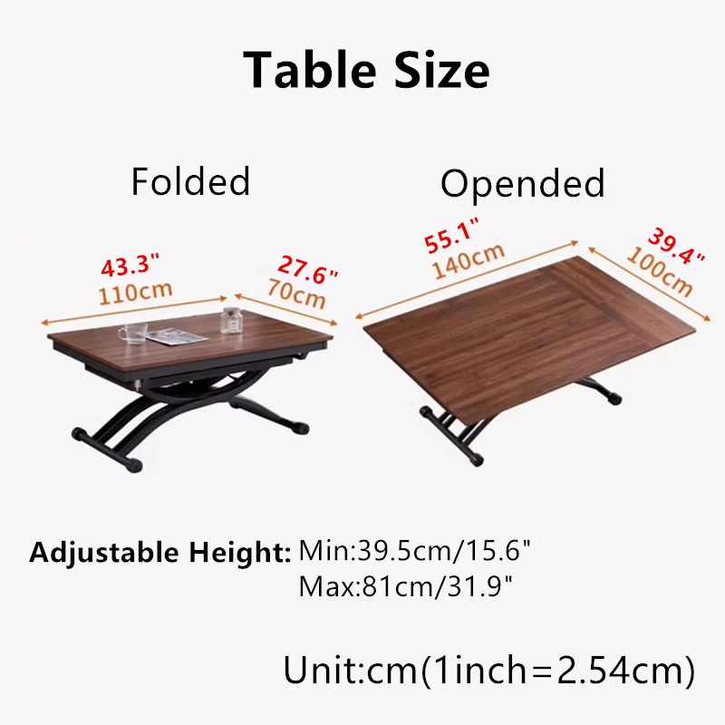 Table basse et table à manger multifonction 2 en 1