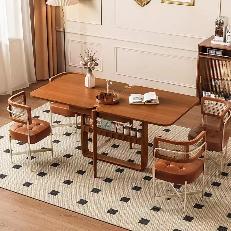 Table de salle à manger extensible en bois massif avec 4 chaises