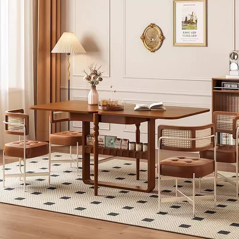 Table de salle à manger extensible en bois massif avec 4 chaises