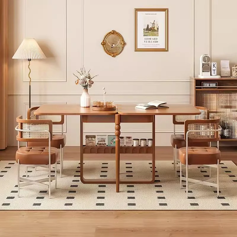 Table de salle à manger extensible en bois massif avec 4 chaises