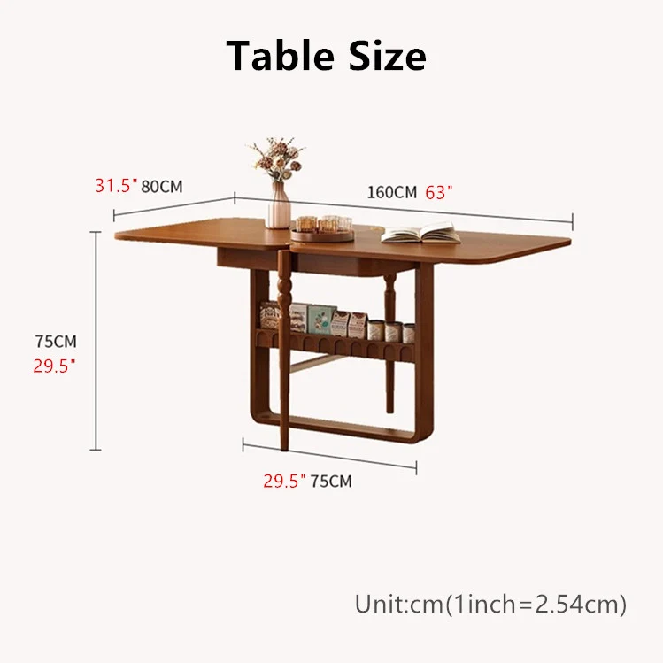 Table de salle à manger extensible en bois massif avec 4 chaises
