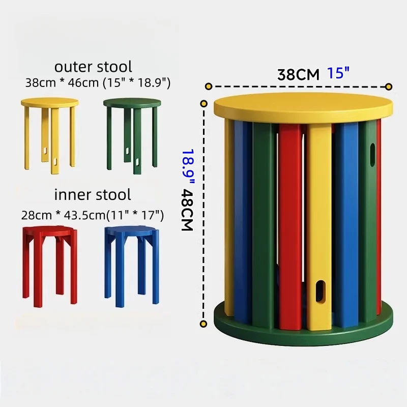 Tabourets 4 en 1 en bois massif