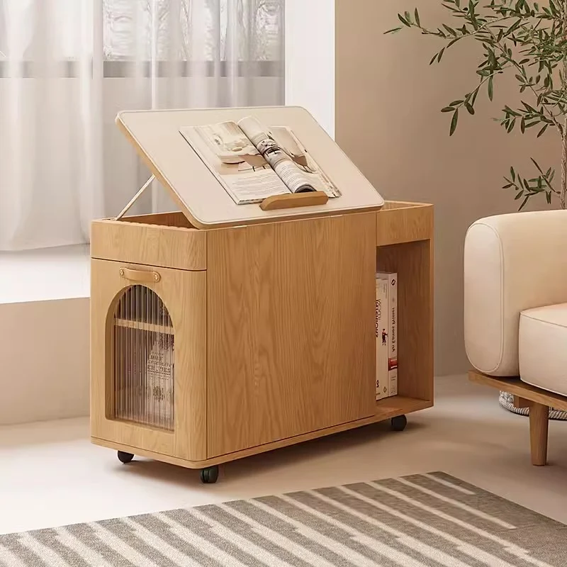 Table de bout multifonction avec plateau réglable et roues universelles