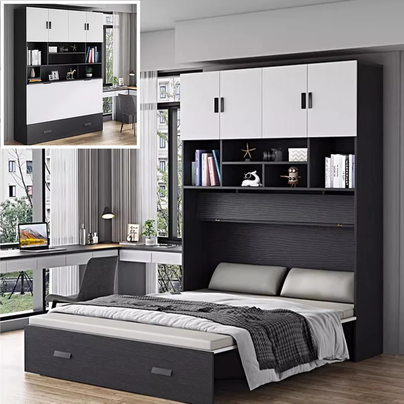 Lit armoire Murphy avec étagère de rangement la plus profonde