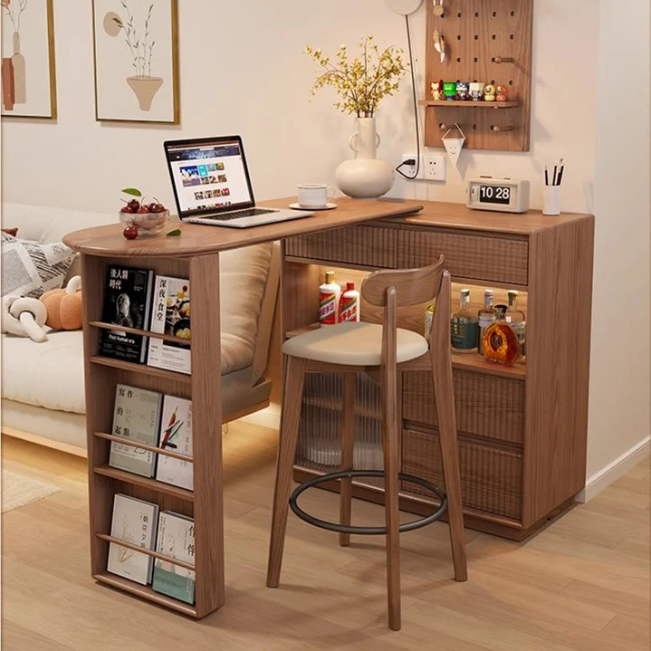 Table de bar rotative à 360 degrés avec armoire et tabourets