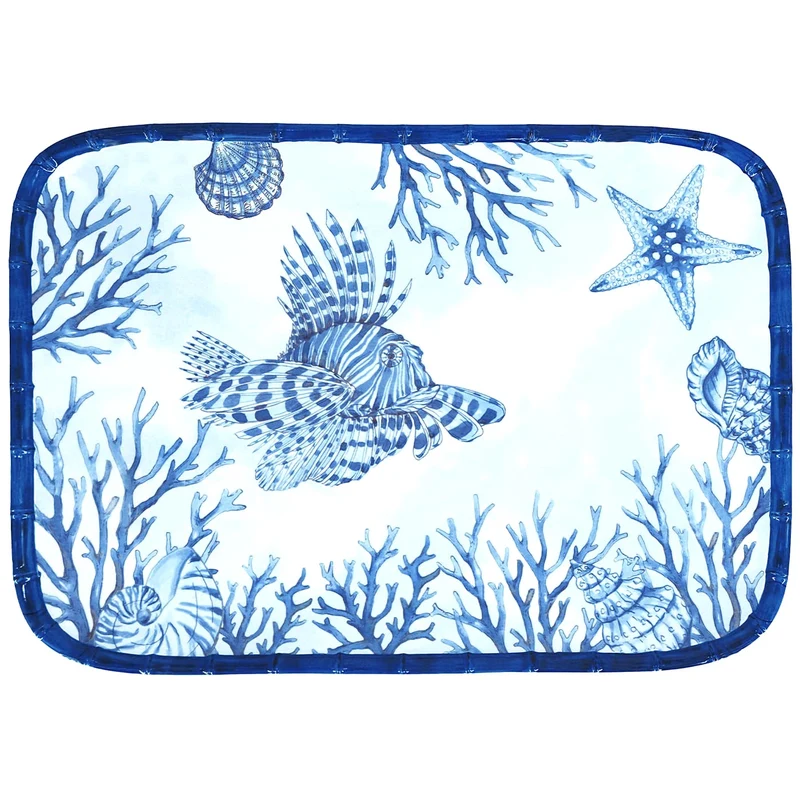 Plateau de présentation rectangulaire en mélamine corail - 45 x 32 cm