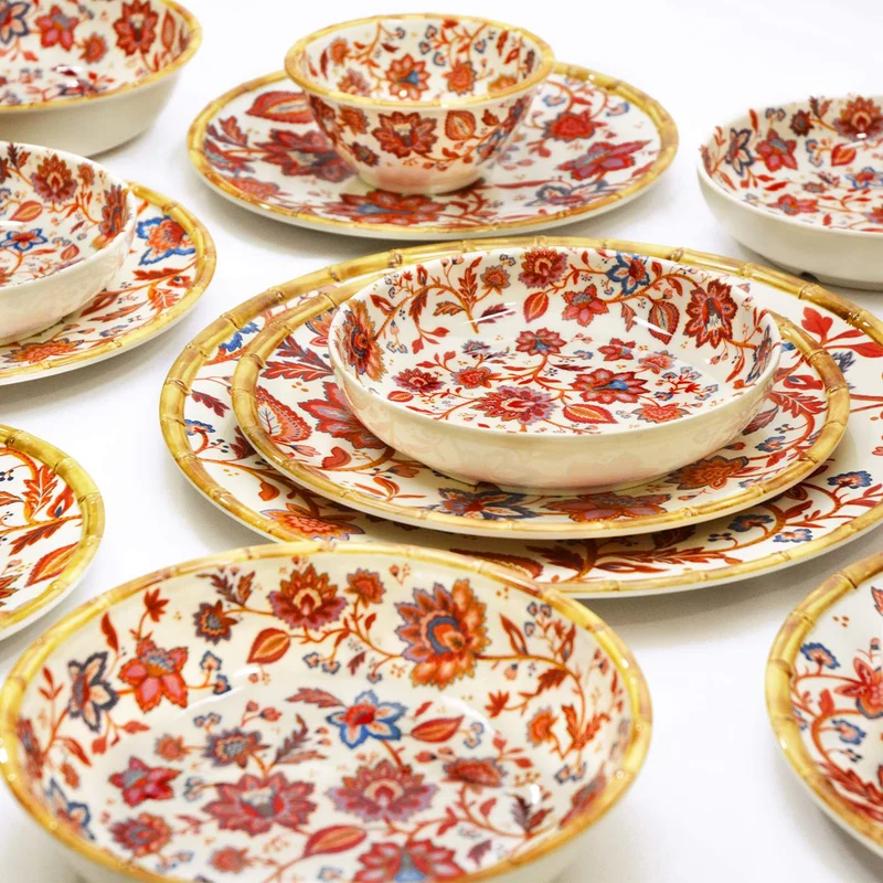 Assiette creuse en mélamine fleuris - Ø 20 cm