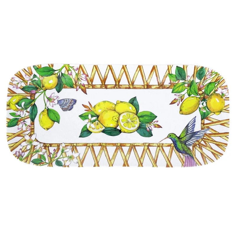 Plat à cake long rectangulaire en mélamine citron - 37,5 cm