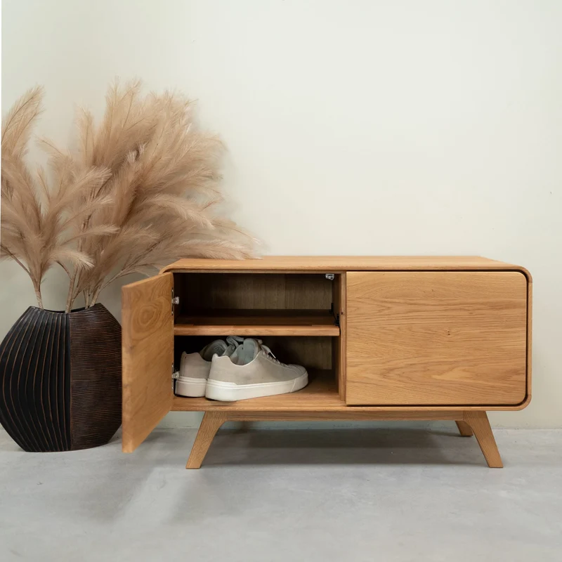Banc avec rangement en bois massif de chêne Genève - NordicStory