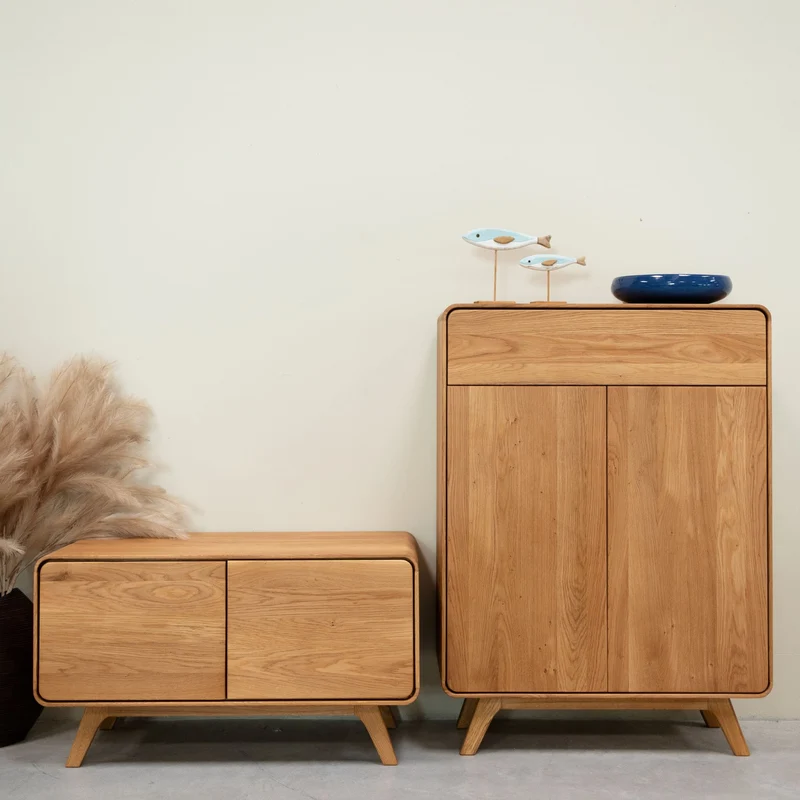 Banc avec rangement en bois massif de chêne Genève - NordicStory