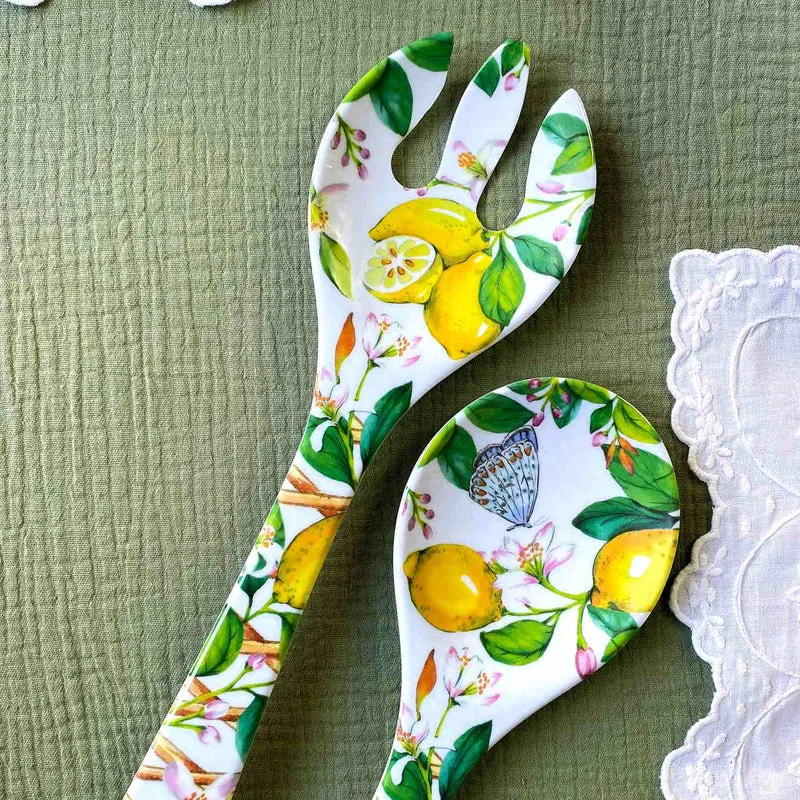 Couverts à salade en mélamine citron - 33 cm