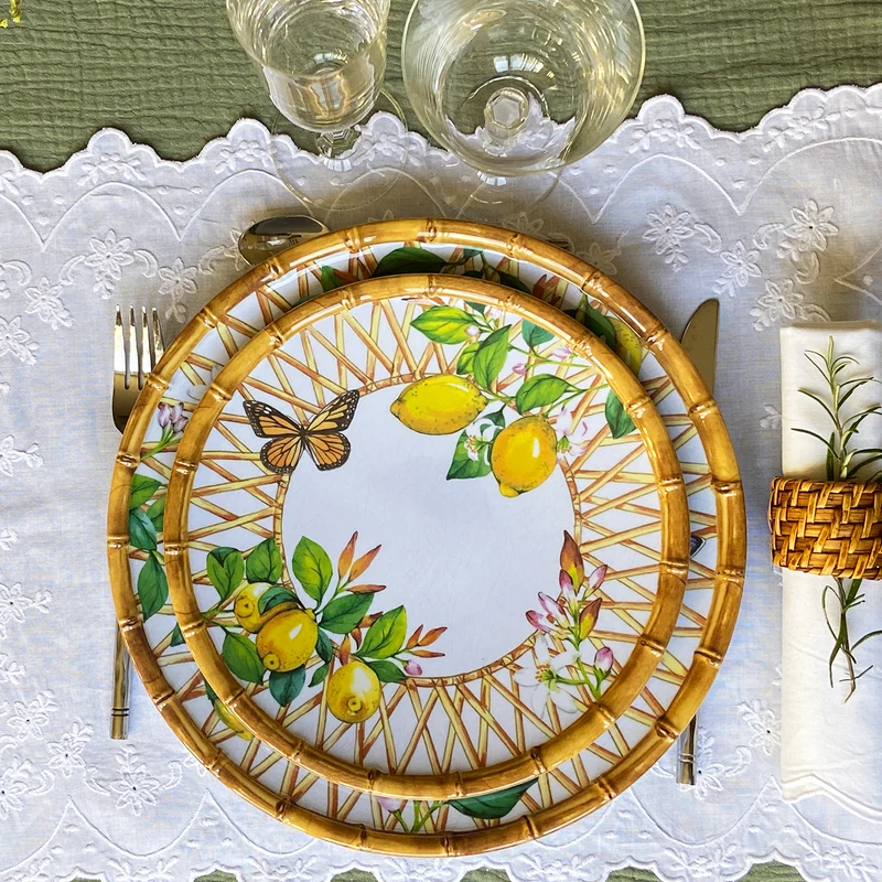 Petite assiette plate à dessert en mélamine citron - Ø 23 cm