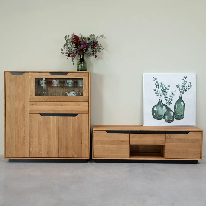 Vitrine en bois massif de chêne Bremen 3 - NordicStory