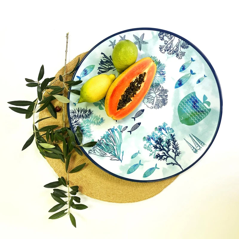 Plat de service rond en mélamine mer - Ø 35,5 cm