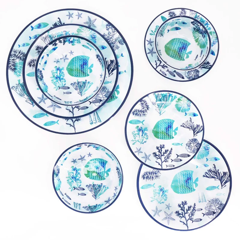 Plat de service rond en mélamine mer - Ø 35,5 cm