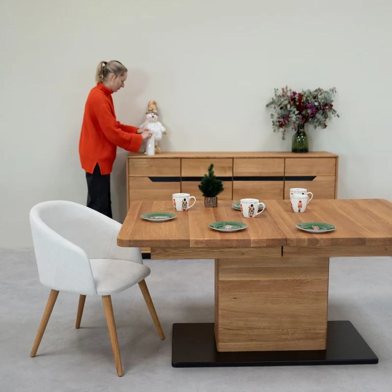 Table à manger extensible en bois massif de chêne Bremen - NordicStory