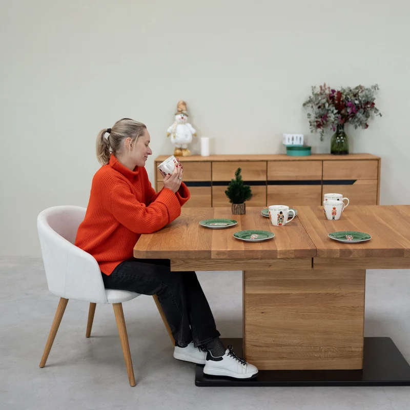 Table à manger extensible en bois massif de chêne Bremen - NordicStory