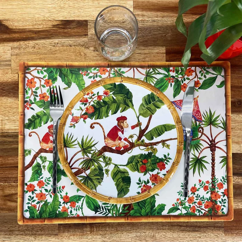 Set de table rectangulaire (40 x 30 cm) singes - Lot de 6