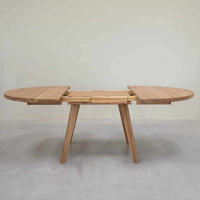 Table à manger ronde extensible en bois massif de chêne Léa - NordicStory