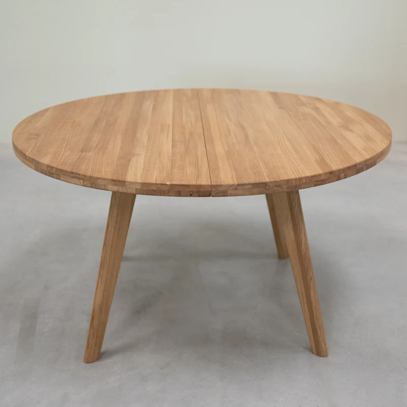 Table à manger ronde extensible en bois massif de chêne Léa - NordicStory