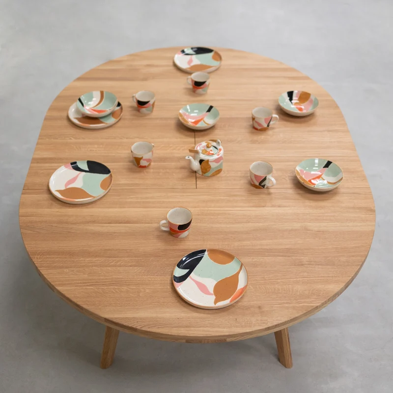 Table à manger ronde extensible en bois massif de chêne Léa - NordicStory