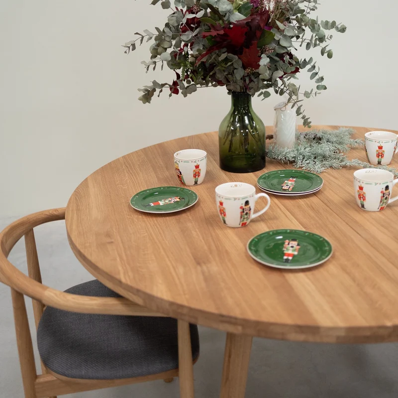 Table à manger ronde extensible en bois massif de chêne Léa - NordicStory
