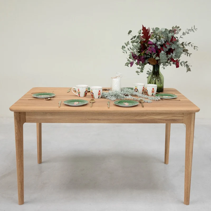 Table à manger rectangulaire extensible en bois massif de chêne Astrid - NordicStory