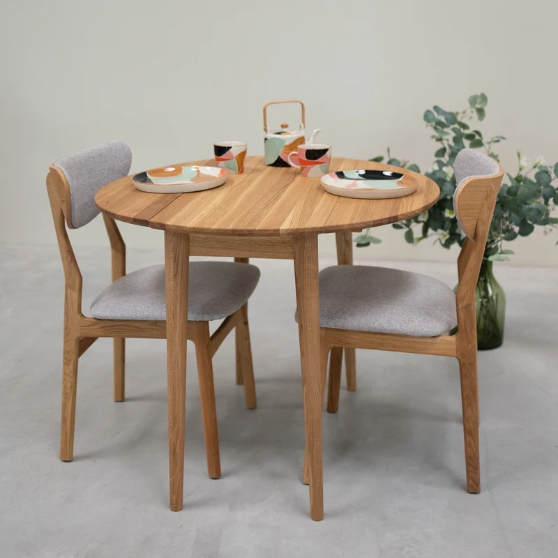 Table à manger ronde extensible en bois massif de chêne Luna - NordicStory
