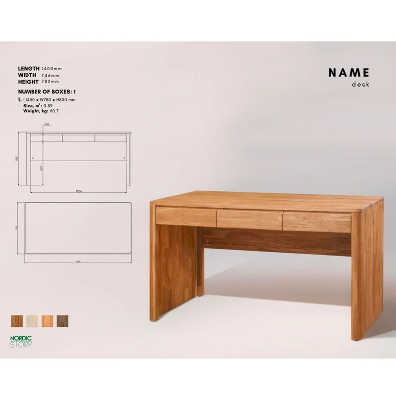 Bureau en bois massif de chêne Elsa - NordicStory