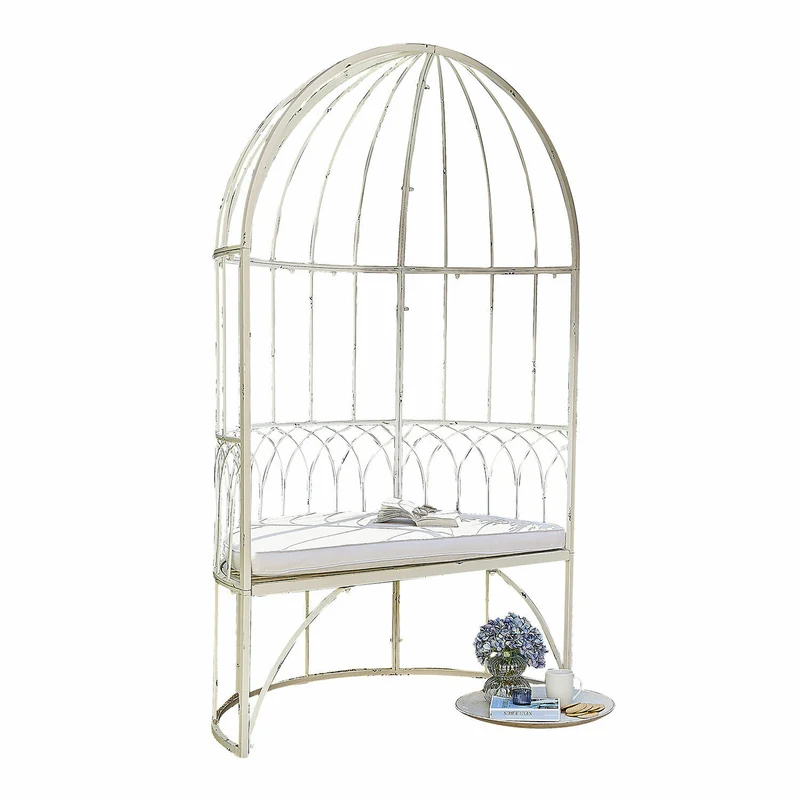 Banc LOBERON Rivandelle en forme de gloriette blanc vieilli