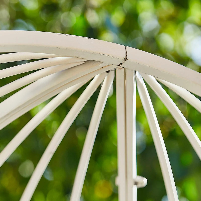Banc LOBERON Rivandelle en forme de gloriette blanc vieilli