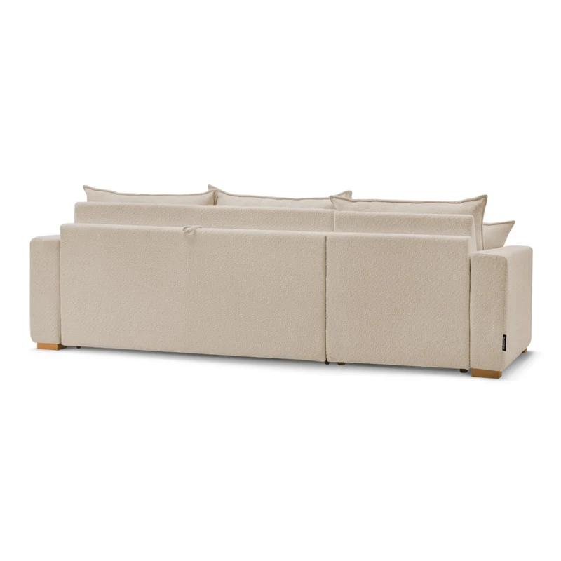 Canapé d'angle convertible BOBOCHIC Augustin ouverture express en tissu bouclette beige