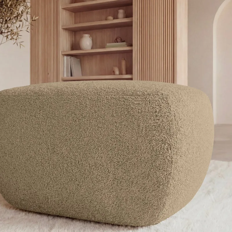 Pouf CASANOVA Santiago en tissu bouclette café