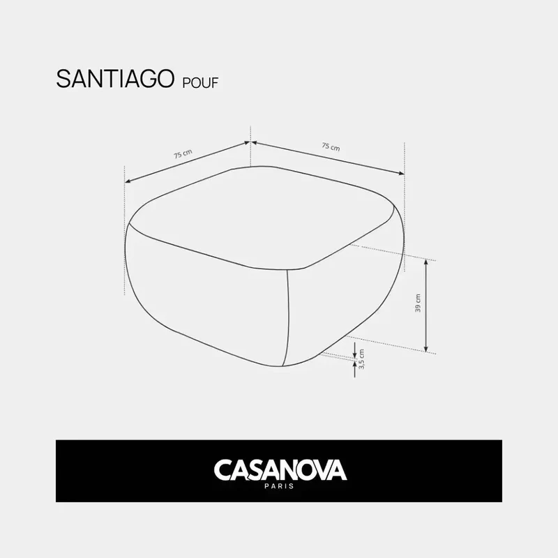 Pouf CASANOVA Santiago en tissu bouclette café
