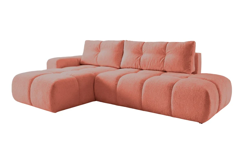 Canapé d'angle droit convertible CASANOVA Constance en tissu chenille terracotta
