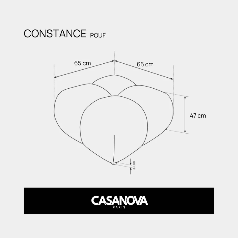 Pouf CASANOVA Constance en tissu chenille gris foncé