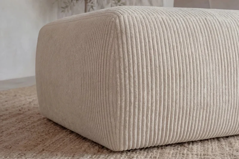 Pouf CASANOVA Elio en petit velours côtelé beige