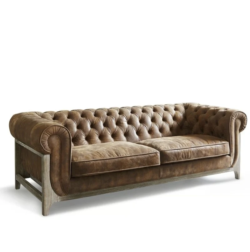 Canapé Chesterfield SWANSBORO 3 places marron Loberon