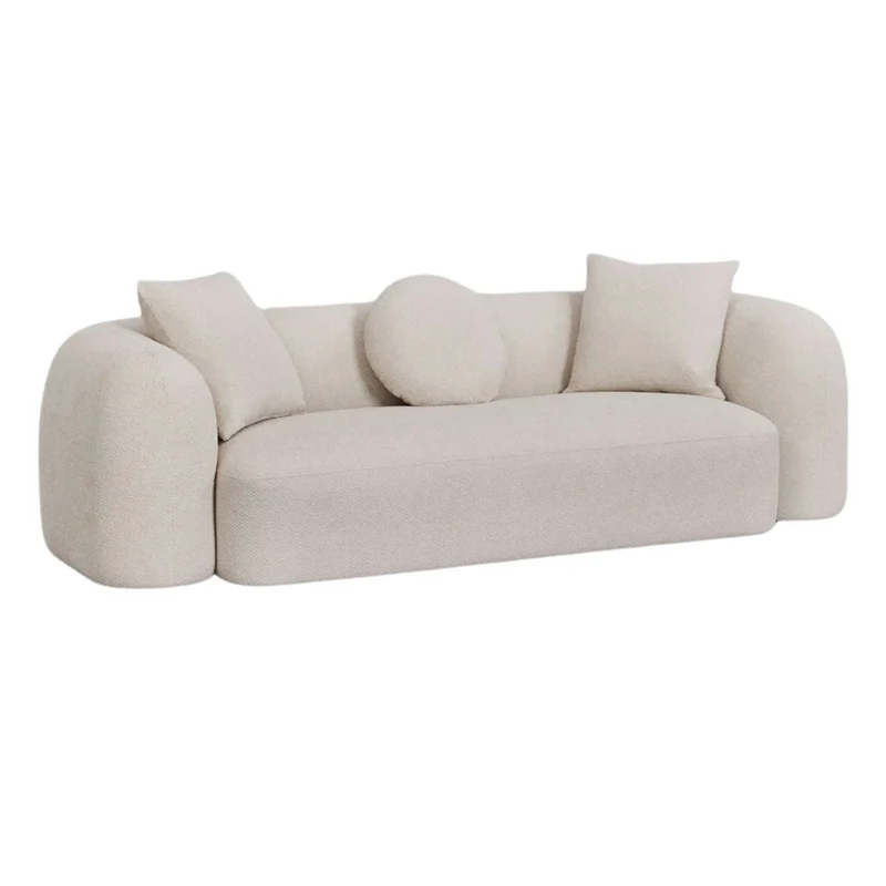 Canapé SKLUM Coco 3 places en tissu chenille épais Blanc