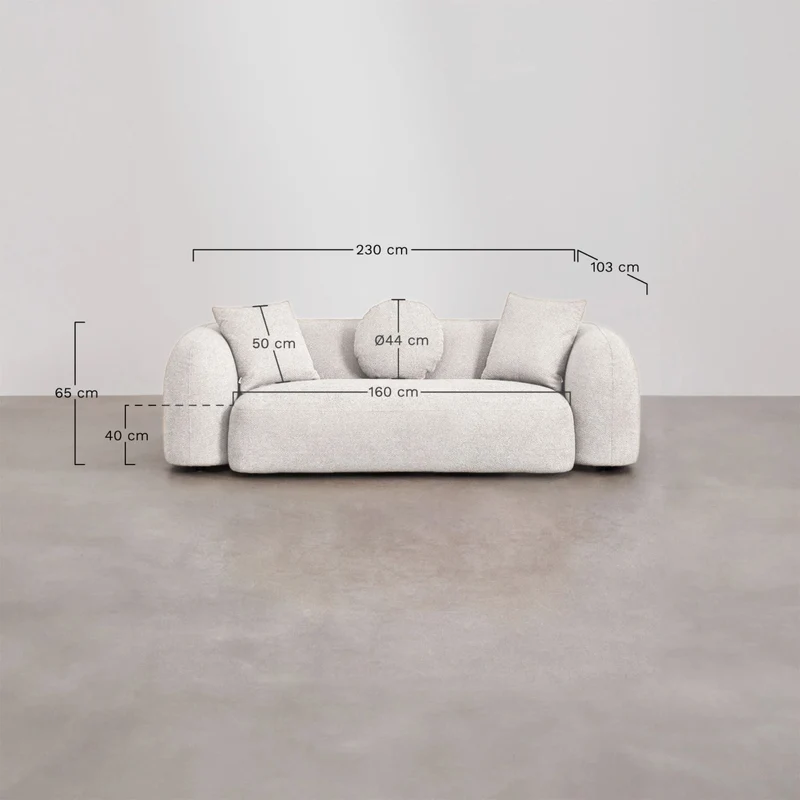 Canapé SKLUM Coco 3 places en tissu chenille épais Blanc