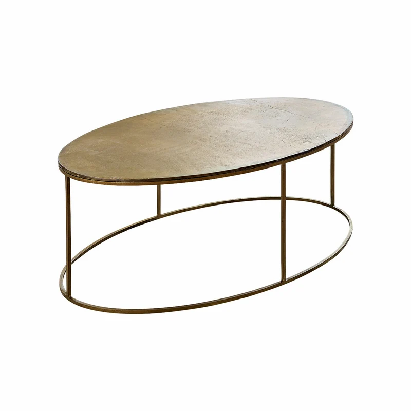 Table basse ovale LOBERON Leron en métal or vieilli