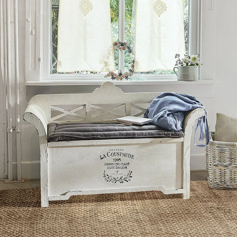Banc LOBERON Fioen blanc gris effet vieilli