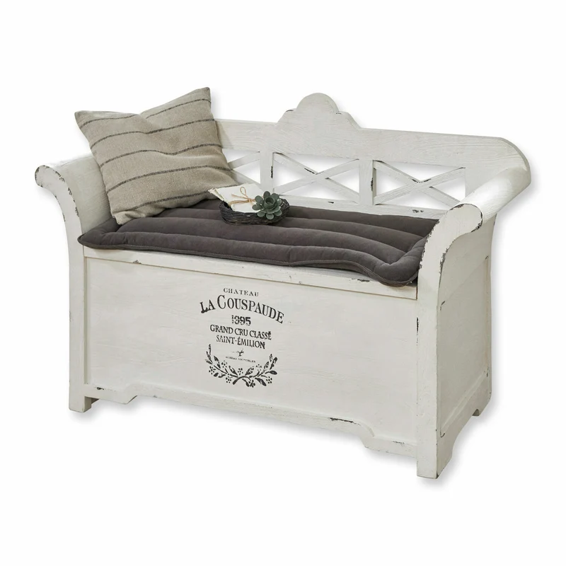 Banc LOBERON Fioen blanc gris effet vieilli
