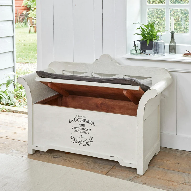 Banc LOBERON Fioen blanc gris effet vieilli